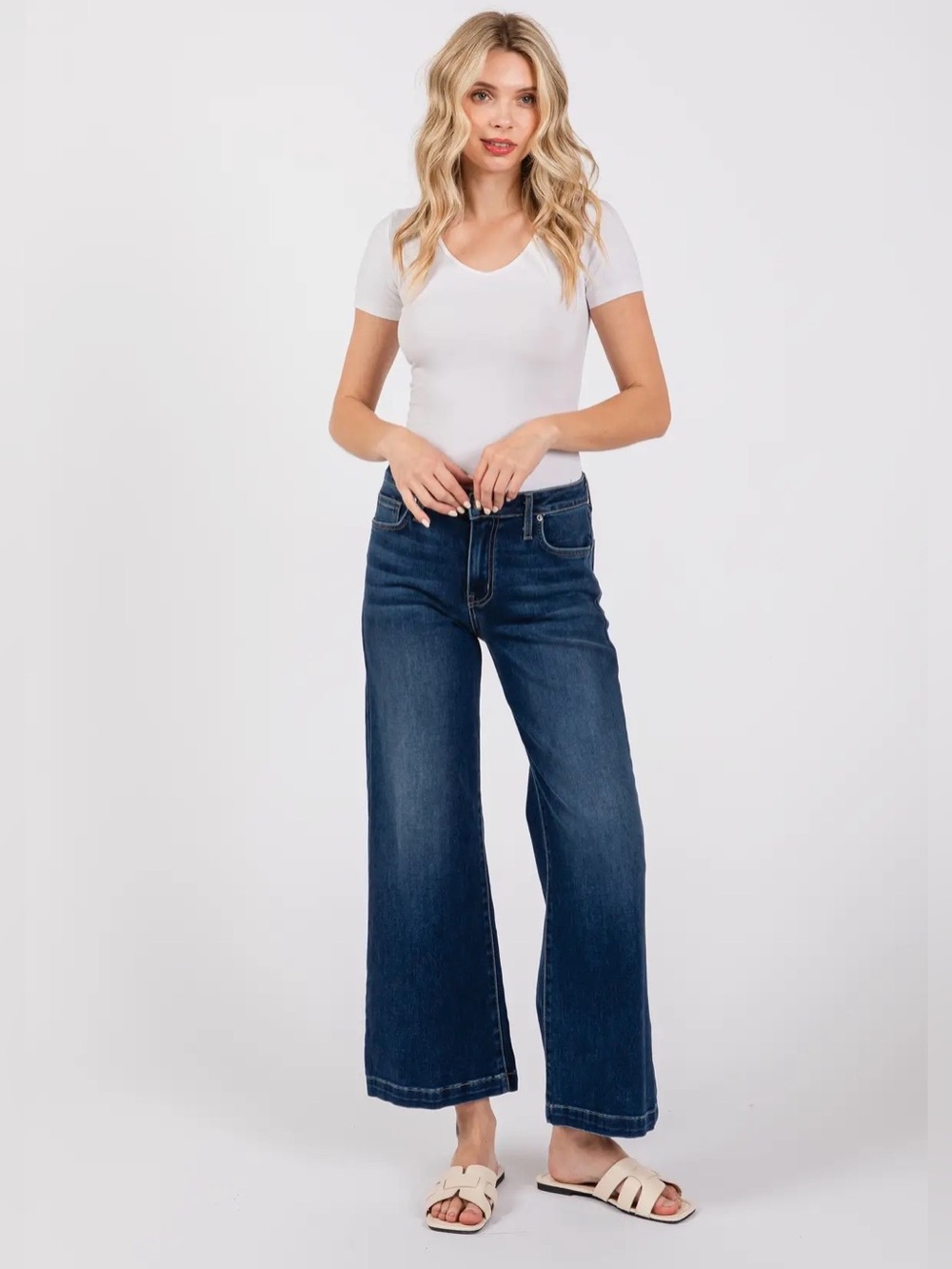 NEW L.T.J Letter to Juliet Dark Wide Leg Culotte Ankle Jean
